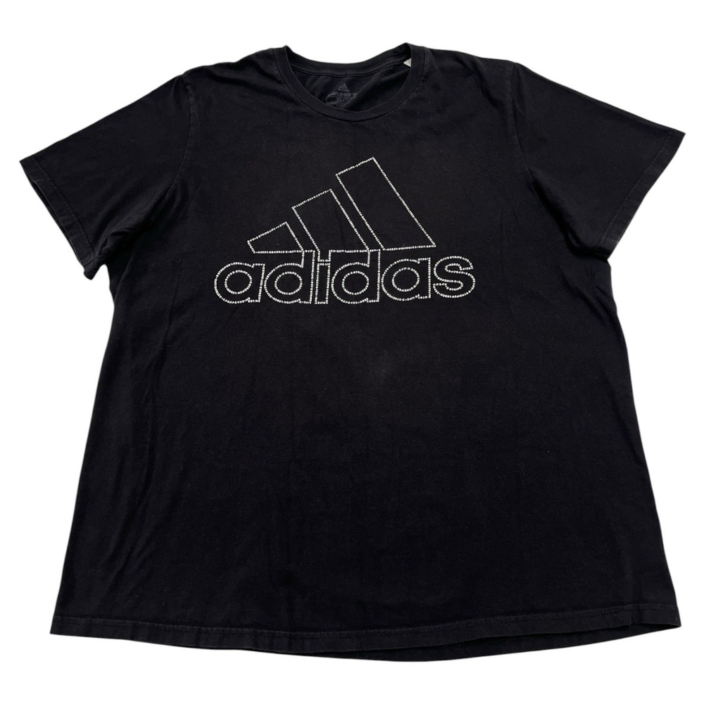 Adidas Crewneck Shirt Men's Sz XL Black 3 Stripe Life Short Sleeve Graphic Logo
